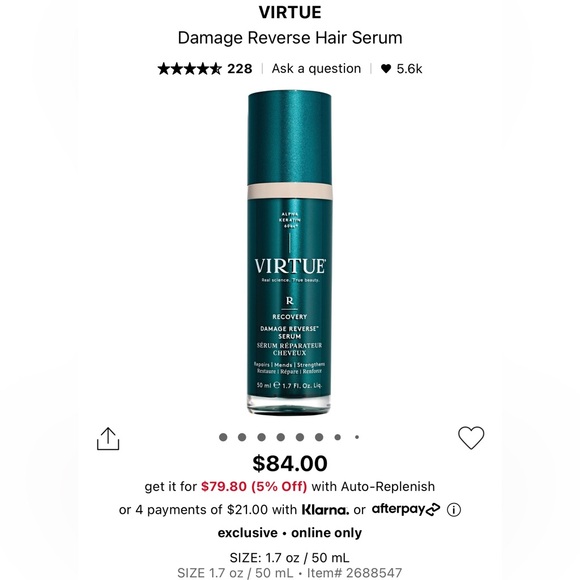 Virtue Damage Reverse Hair Serum Minis - Picture 2 of 2